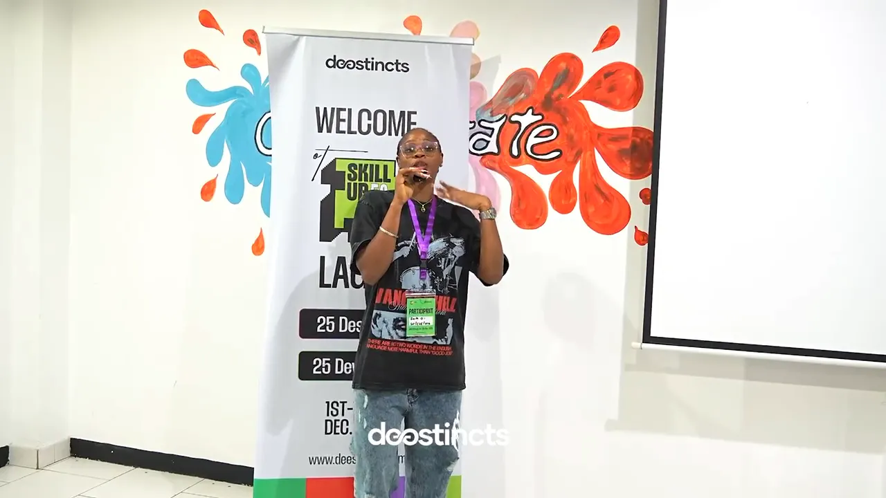 A participant speaking at SkillUp50 Lagos 1.0