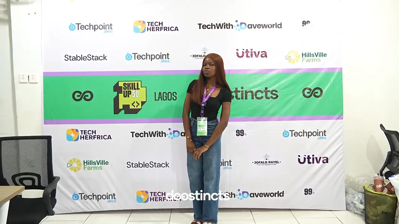 A participant in front of the partner wall